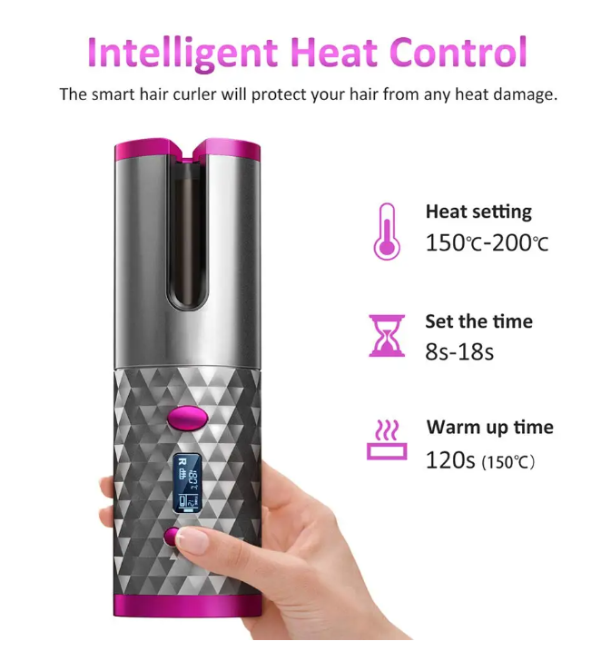 Cordless Automatic Hair Curler – A portable, tangle-free styling tool for effortless curls anytime, anywhere