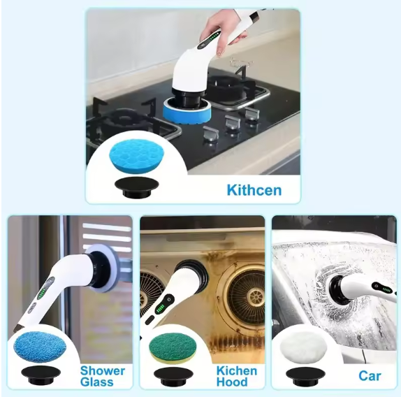 JY-6010 Electric Cleaning Brush - 25W Multi-Surface Scrubber for Kitchen, Bathroom & Car