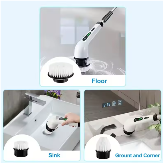 JY-6010 Electric Cleaning Brush - 25W Multi-Surface Scrubber for Kitchen, Bathroom & Car
